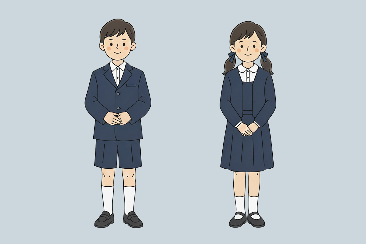 お受験スタイルの男の子と女の子